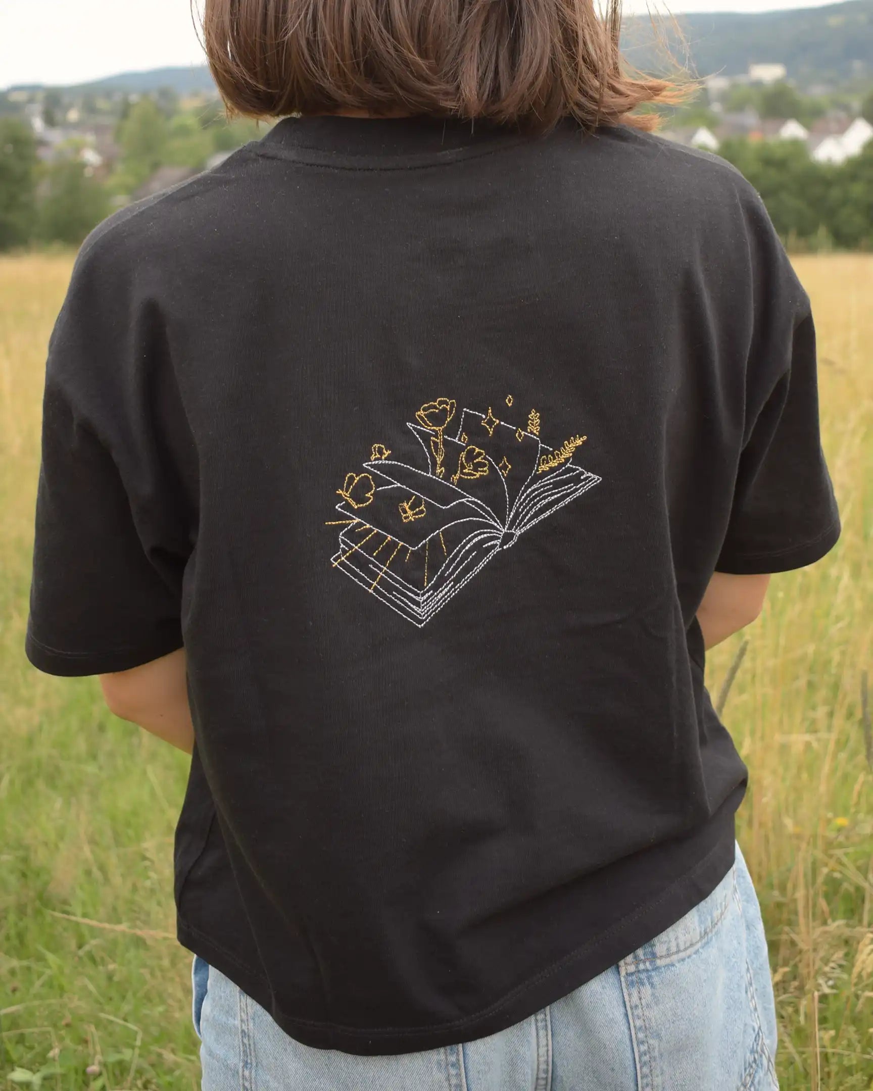 fantasy book embroidery cropped tshirt back view