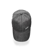 A dark gray washed cotton baseball cap with a small white star embroidery on the side, shown against a plain white background.