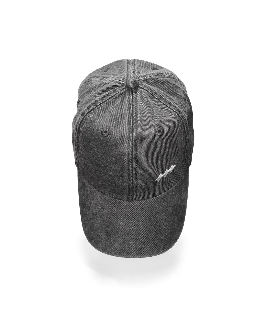 A dark gray washed cotton baseball cap with a small white star embroidery on the side, shown against a plain white background.